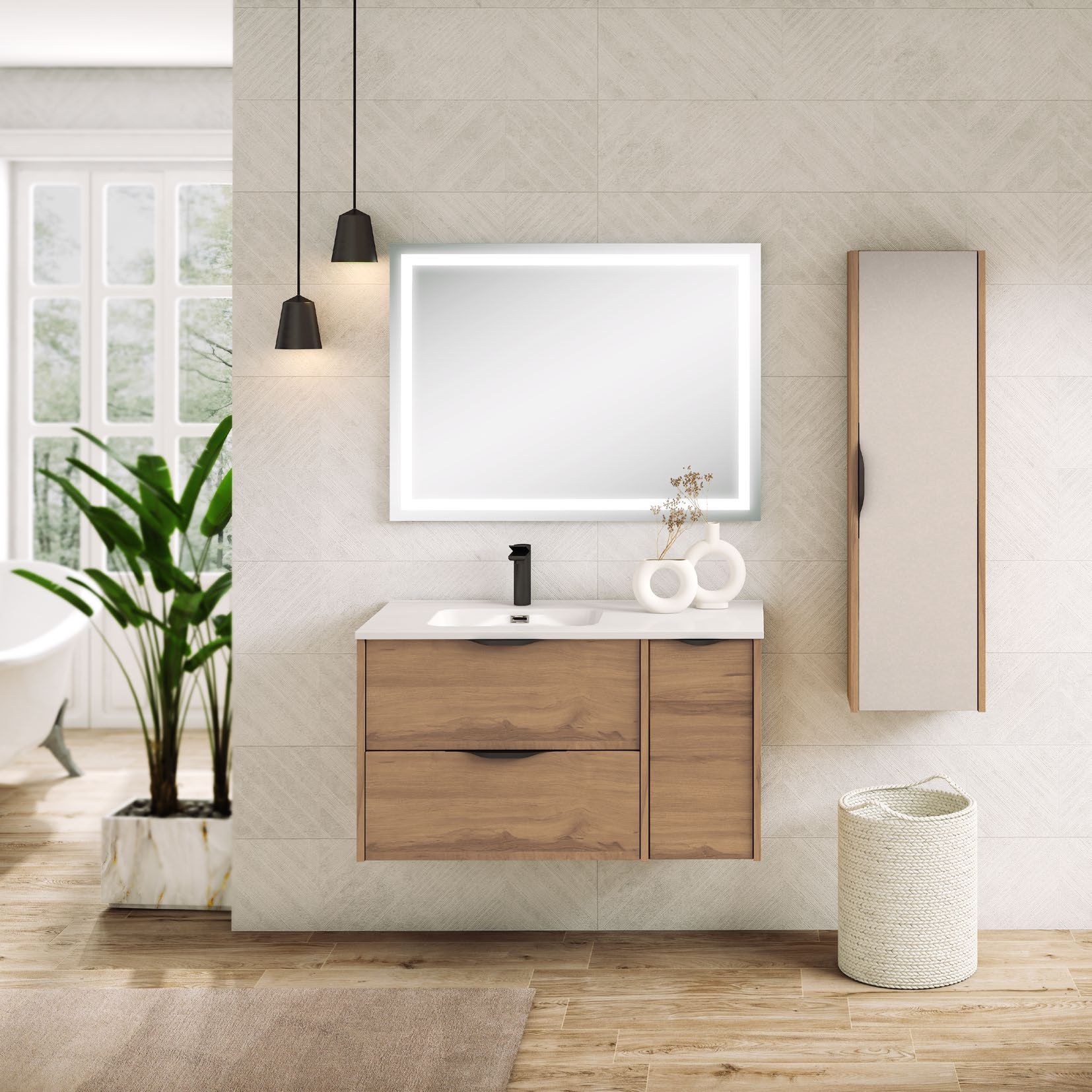 Mueble de 80 cm. Olmo Sabi - Puerta de 20 cm. / Tiradores Samarkanda