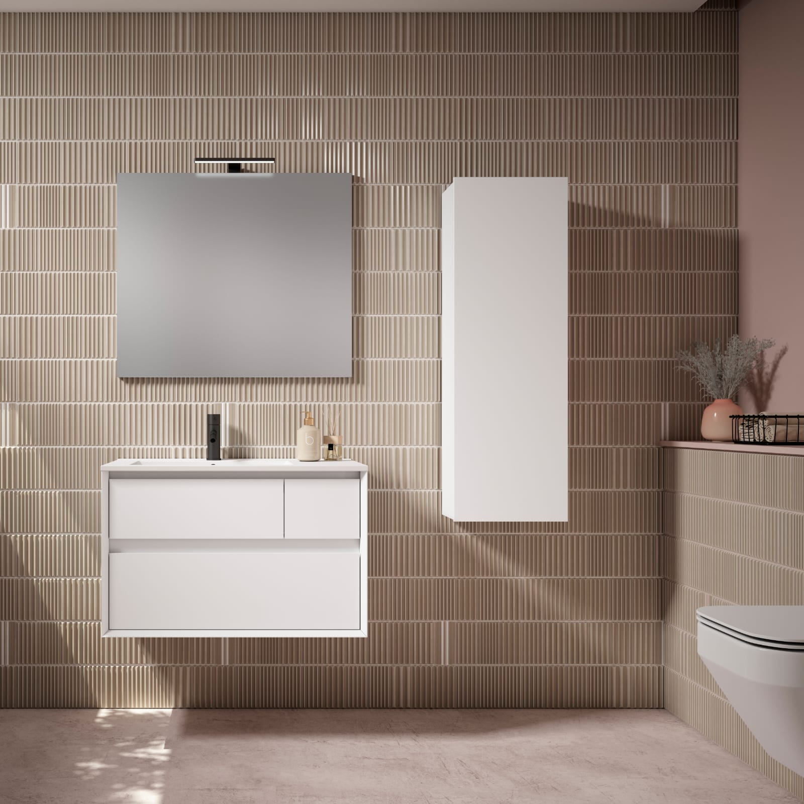 Mueble Galerna 3 Cajones de 80 cm. Acabado Lacado Blanco Mate